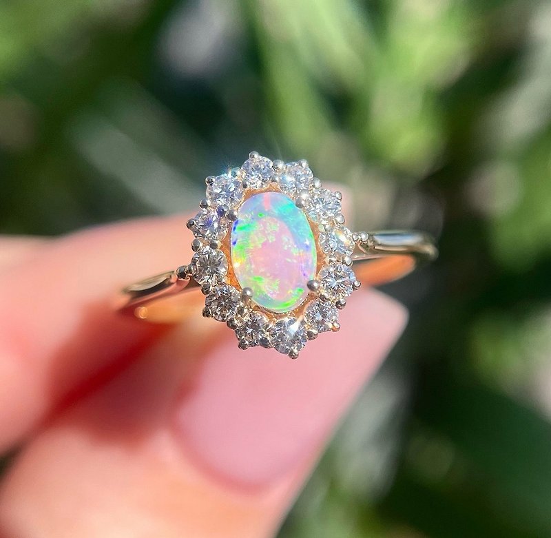 Opal Ring-Engagement Ring-Promise Ring-Gift For Girlfriend - แหวนทั่วไป - ทอง 24 เค สีทอง
