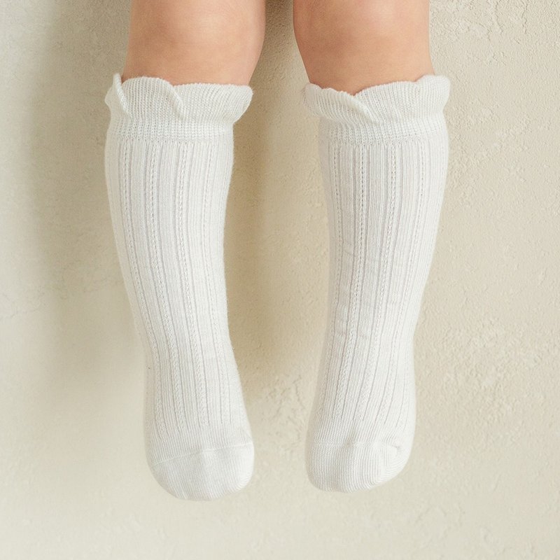 Happy Prince Lissar花邊嬰兒童及膝襪 - 嬰兒襪子 - 棉．麻 白色