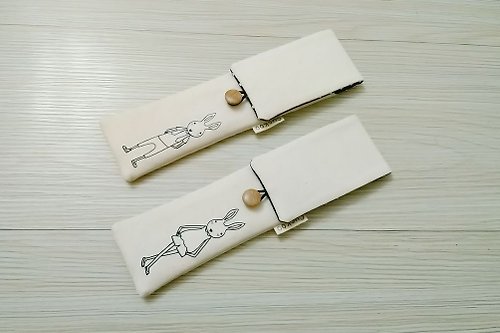 Cuckoo 布穀 環保餐具收納袋 組合筷專用 雙層筷袋 手繪兔子款2入