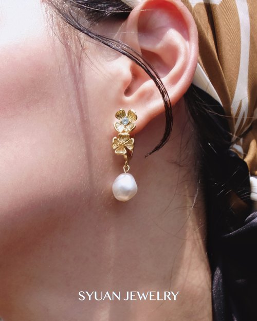 SYUAN JEWELRY SYUAN JEWELRY |Fortuna —鍍18K施華洛世奇水晶珍珠垂墜式耳環