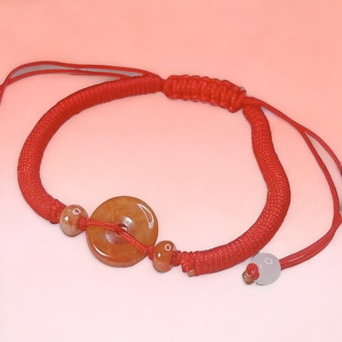 瓔珞珠寶盒 E.L.Jewelry Box 紅翡翡翠平安扣編織手鍊 | 天然緬甸玉A貨翡翠 | 送禮