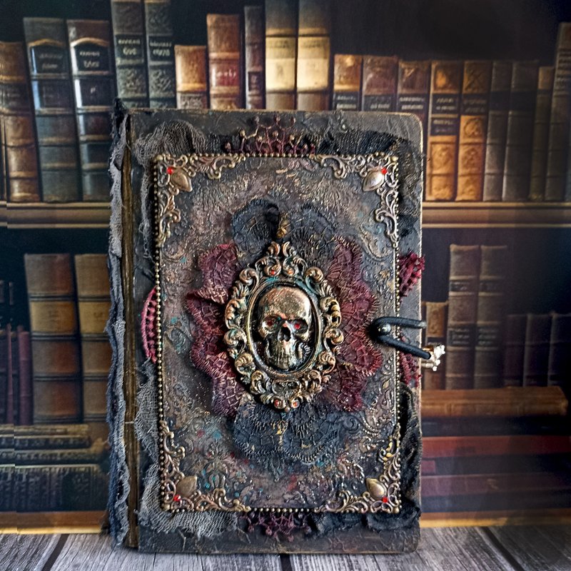 Gothic Notebooks, Book of spells, Grimoire journal, Halloween, Dark Art, Horror - 筆記簿/手帳 - 紙 黑色