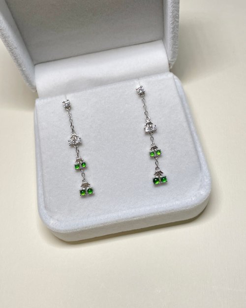 凝翠 Ning Jewelry／翡翠輕珠寶 冰綠小櫻桃翡翠(玉)耳墜 s925純銀鍍18k金