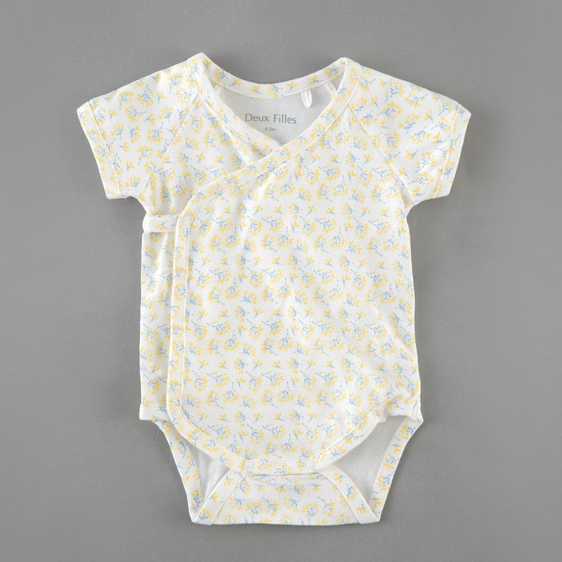 【Deux Filles Organic Cotton】Baby Short-Sleeve Side Open Placket Onesies/Newborn Jumpsuit (Foliage) - Onesies - Cotton & Hemp Multicolor