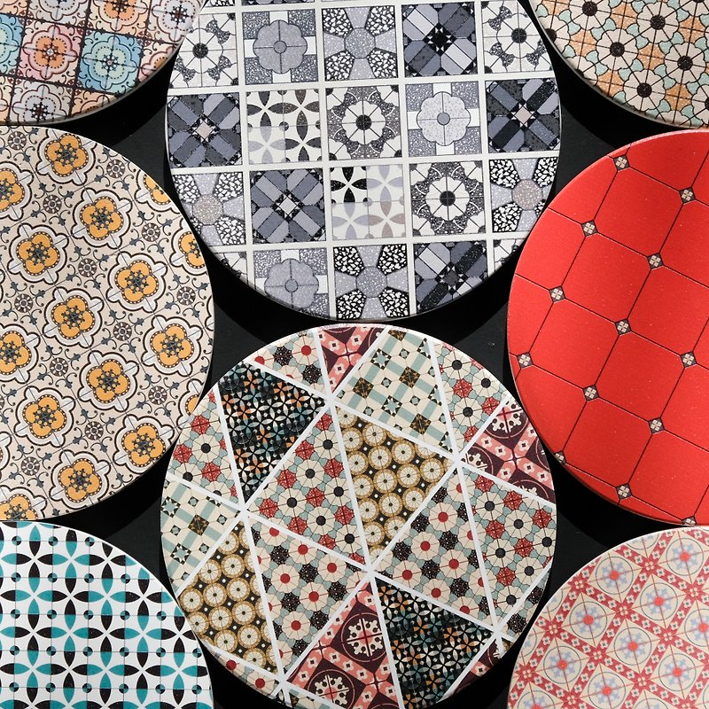 | Retro Tile Series| - Coasters - Pottery Multicolor