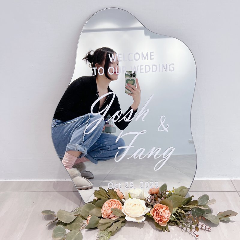 Custom-made│cloud mirror wedding welcome card│marriage proposal engagement birthday poster arrangement event floral tea party - Items for Display - Glass 