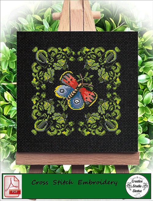 CreativeStudioElenka Vintage Cross Stitch Scheme Butterfly - PDF Embroidery Scheme