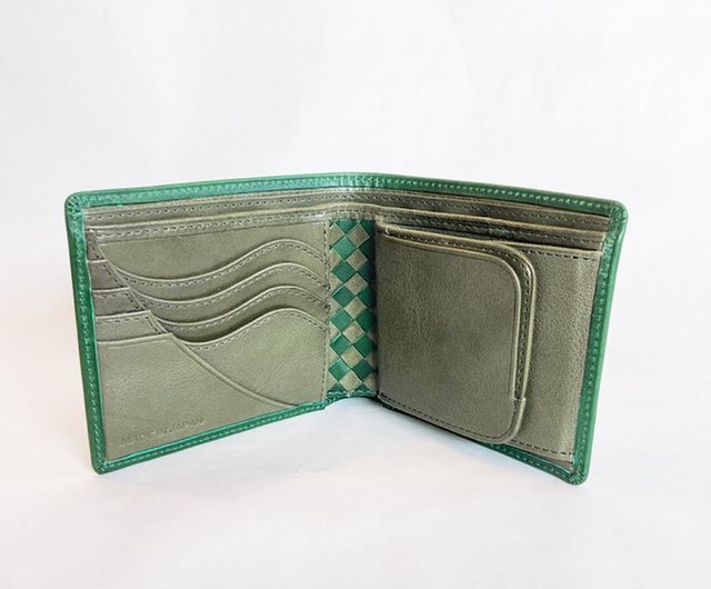 番外編 Basic アートウォレット ブッテーロGREEN×バローロOlive Green - ショップ DajeyLeatherProducts  財布 - Pinkoi