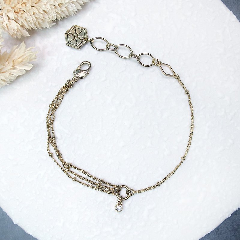 VIIART. one third. Vintage retro gold Stone vintage Bronze bracelet - Bracelets - Other Metals Gold