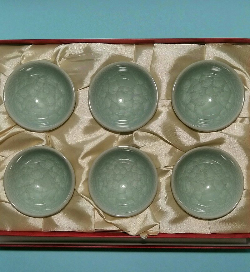 氷のひびの入ったカップギフトボックス - グラス・コップ - 陶器 グリーン