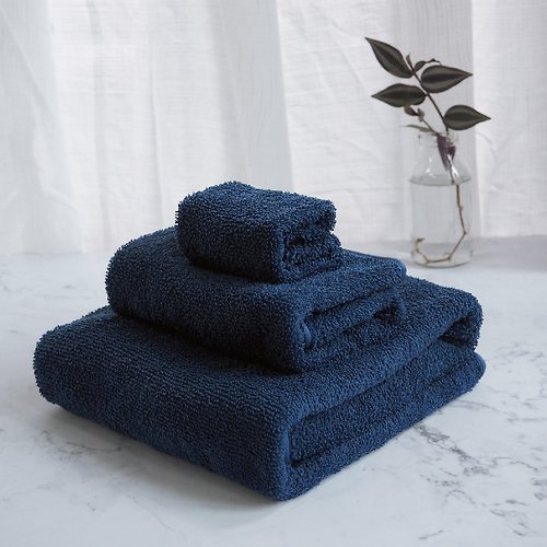 沐羽毛巾 吸濕快乾 MIT 豐厚款三件組-暗夜藍(浴巾、毛巾、方巾)