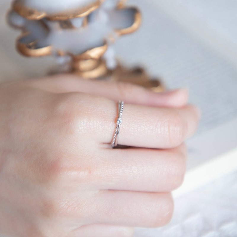 藍托帕石925純銀氣質滾珠邊戒指 可調式戒指 - 戒指 - 寶石 銀色