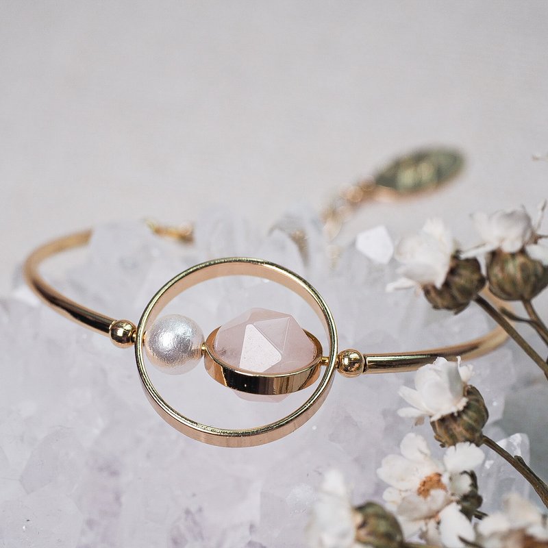 Rose Quartz Bracelet - สร้อยข้อมือ - เครื่องเพชรพลอย สึชมพู