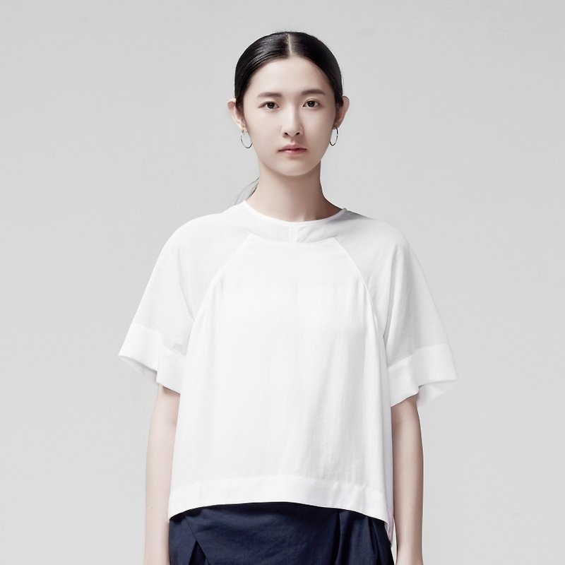 Cotton & Hemp Women's Tops White - TRAN- transparent sleeved shirt Lackland