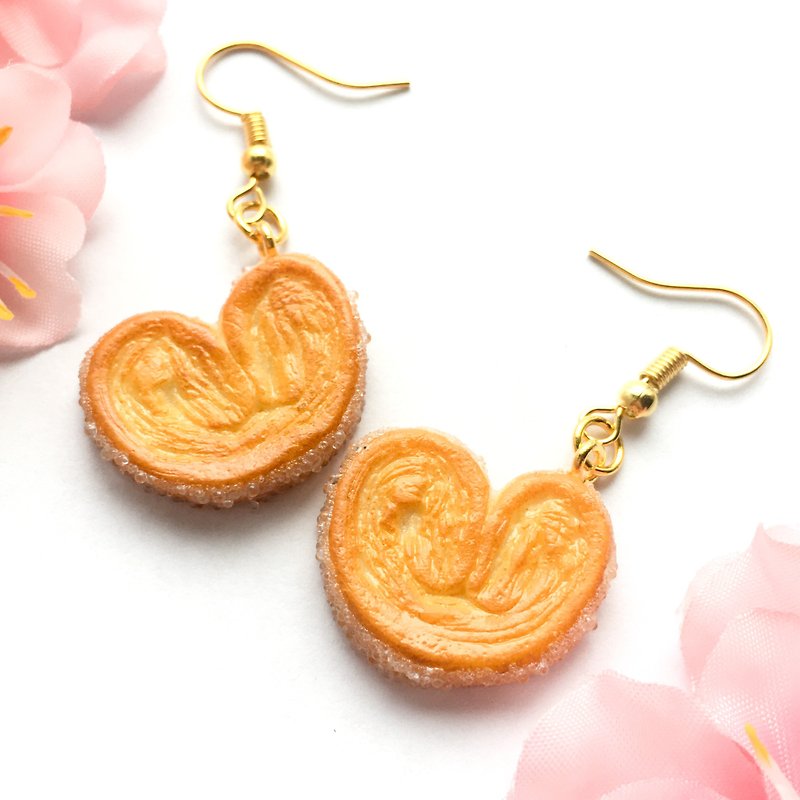 Butterfly crisp earrings, a pair of Genji パイ earrings, dessert jewelry palmier, a pair of two - ต่างหู - ดินเหนียว สีส้ม