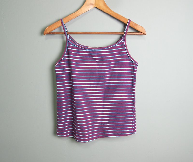 FOAK vintage sci-fi purple striped vest - เสื้อกั๊กผู้หญิง - ผ้าฝ้าย/ผ้าลินิน สีม่วง
