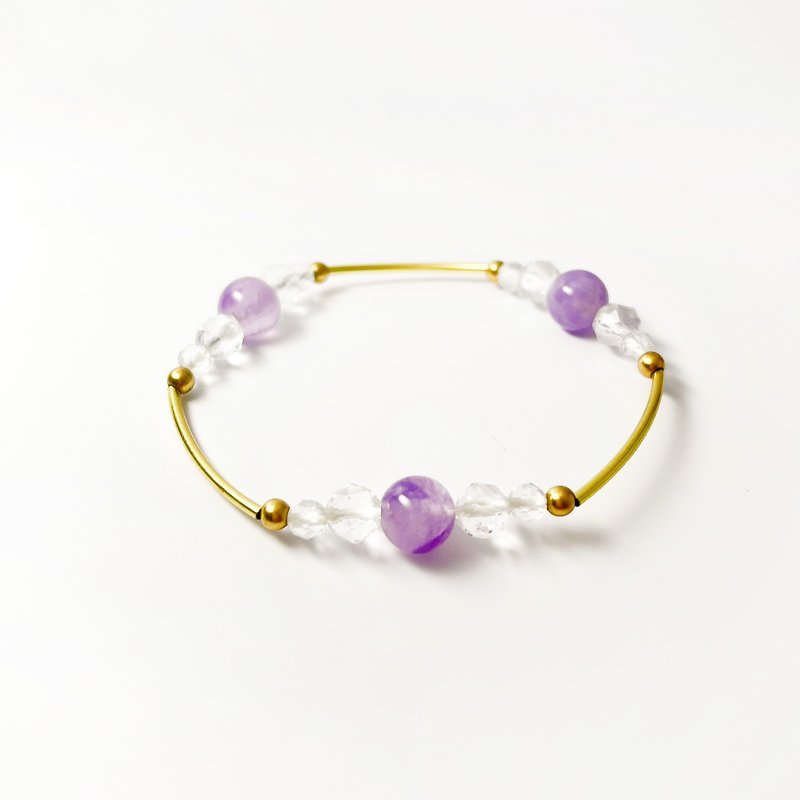 Purple Planet/ Lavender Amethyst White Crystal Bronze - Bracelets - Crystal Purple