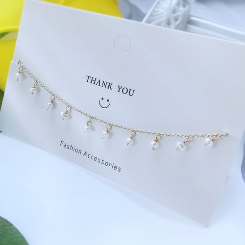 Bella Gems & Crystal 14Kgf / 925純銀天然珍珠米粒手鍊