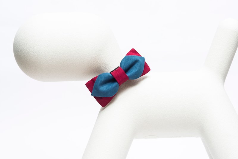Contrasting color pet bow tie Orange Blinks Burgundy- Stone Cyan L (S sold out) - Other - Cotton & Hemp 