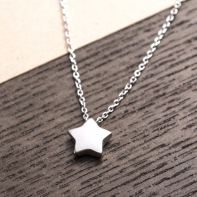 Geometric three-dimensional small pendant-star necklace - สร้อยคอ - โลหะ สีเงิน