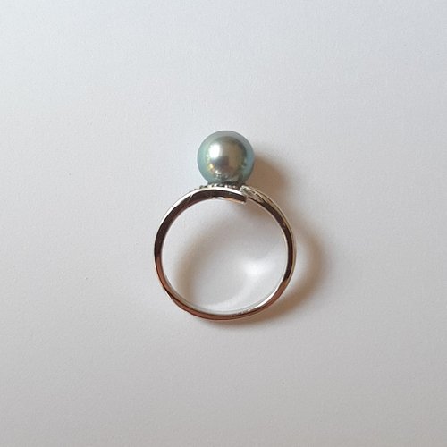 SV デザインリング グレーパール 2way あこや真珠 ジルコニア サイズ