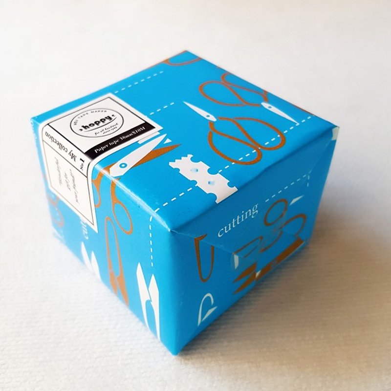 Mini Box-Scissors BLUE Washi Tape - กรรไกร - กระดาษ 