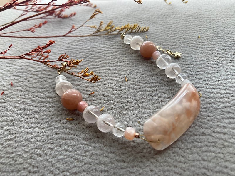 Original Collection | Sweetheart 6-Absolutely Romantic | Sakura Agate/Snowflake Agate/Queen Shell - Bracelets - Crystal Pink