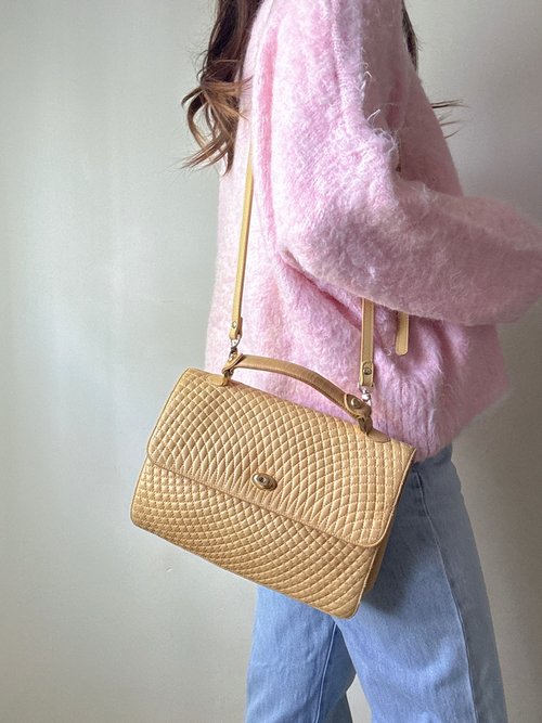 Autrefois Vintage Bags HK 中古美品 Bally 羊革手提包 風琴包 高階黃 斜揹包