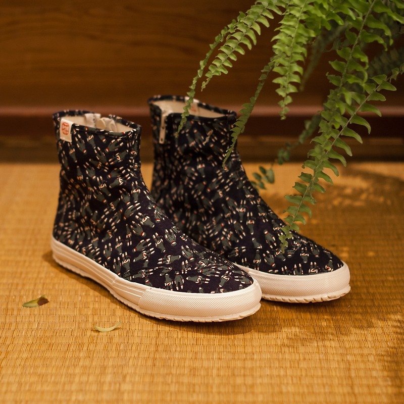 Tabi Shoes Japanese traditional Flat Sneakers Short Ankle Boots - รองเท้าลำลองผู้หญิง - ผ้าฝ้าย/ผ้าลินิน สีเขียว