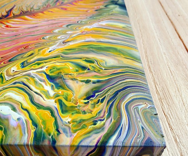 Acrylic Painting on Wood/ Fluid Art Painting/ Abstract Painting/ Pour  Painting/ Custom Painting/ Home Decor/ Wall Art/ 8x8/ Wood Canvas 