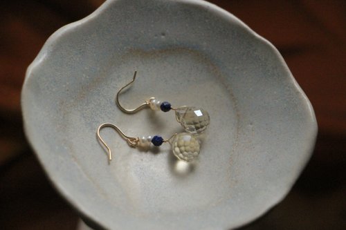 omo omo Jewelry View 清晨的露珠 透明款 Droplets 玻璃 天然石 珍珠 耳環