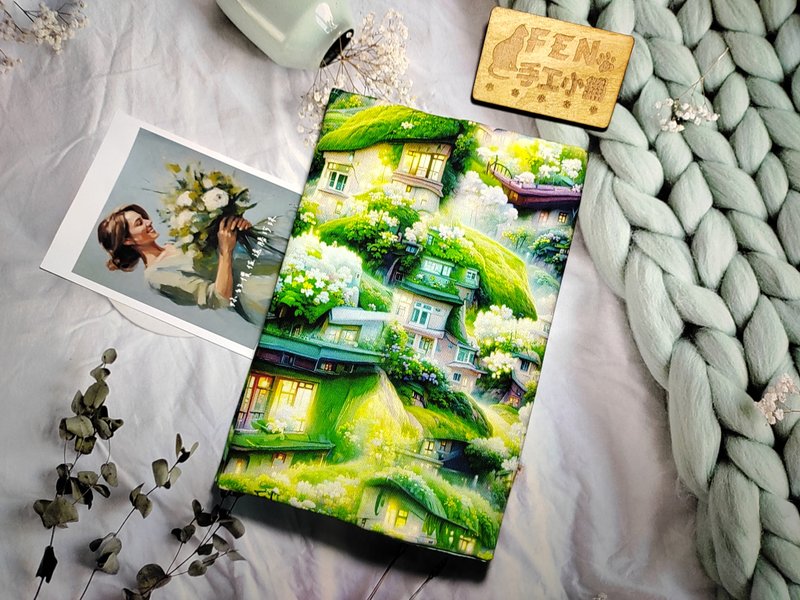 風景系列-高品質薄棉布料繁花平原屋布書衣-布書套-適用A5-25K - 書衣/書套 - 棉．麻 