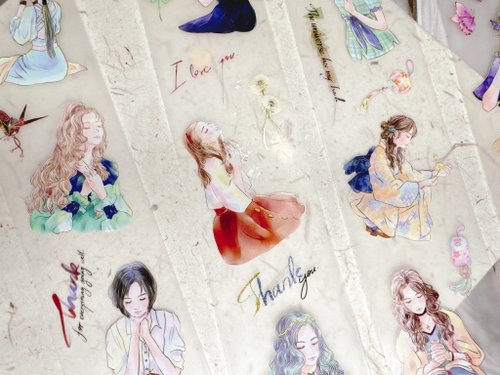 J&Z 5cm紙膠帶 | 祈願。女孩 | 日本和紙、霧面、亮面PET