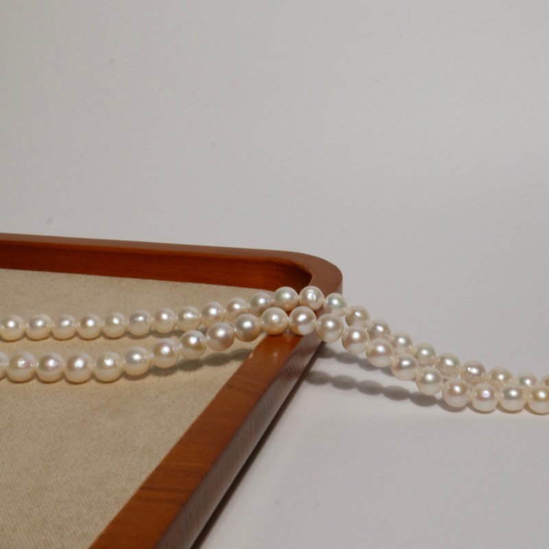 經典全珍珠・5-6mm 淡水珍珠項鍊・金/銀・聖誕禮盒・客製化禮物 - 項鍊 - 珍珠 金色