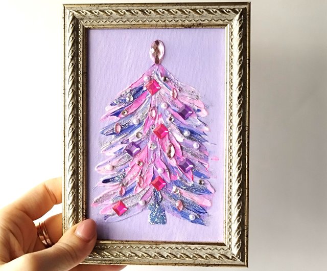 クリスマスツリーテクスチャアクリル絵画完璧な新年ギフトの壁の装飾