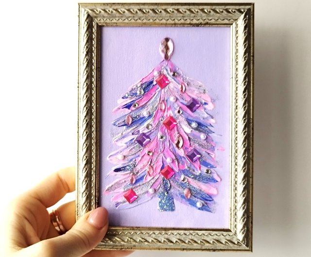 クリスマスツリーテクスチャアクリル絵画完璧な新年ギフトの壁の装飾