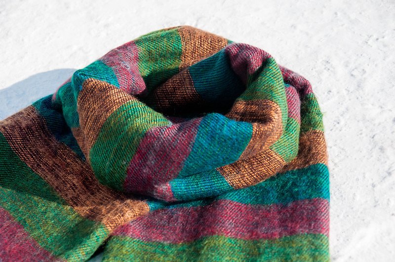 Wool shawl / knit scarf / knit shawl / blanket / pure wool scarf / wool shawl - blue Turkey - ผ้าพันคอถัก - ขนแกะ สีน้ำเงิน
