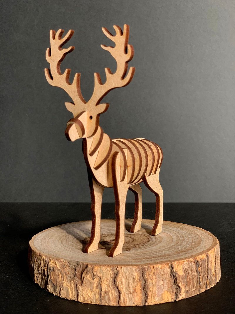 3D立體動物拼圖 馴鹿Reindeer - 擺飾/家飾品 - 木頭 咖啡色