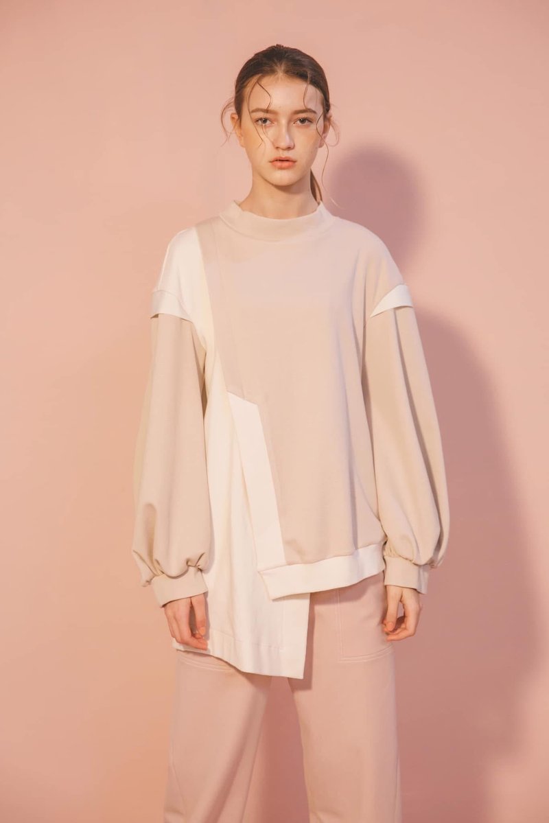 サンプルセール / アシンメトリー配色トップス - トップス - ポリエステル カーキ