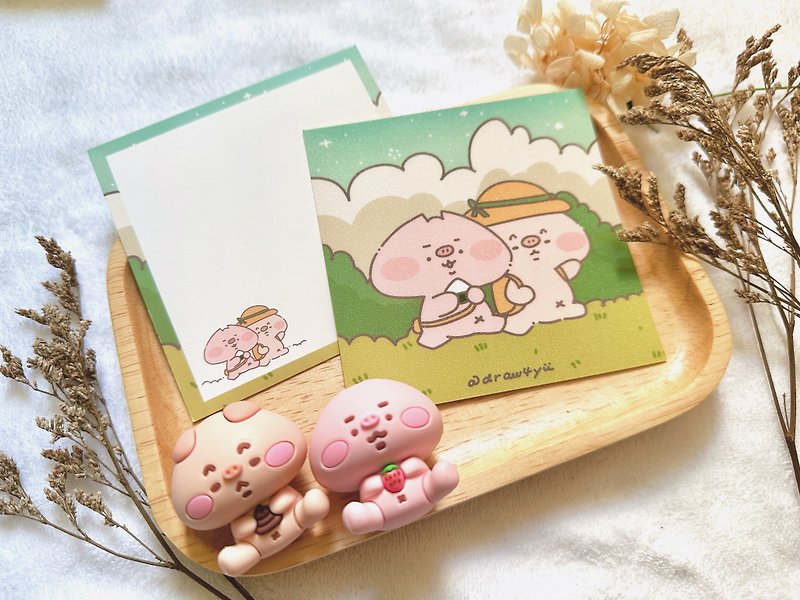 【現貨】豚豚TunTun | 正方形閃亮亮卡 | 香港原創 - 心意卡/卡片 - 紙 粉紅色