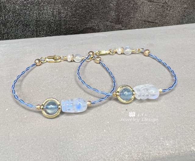 ムーンストーン 貔貅 スチールワイヤー ブレスレット 愛・人気・金運