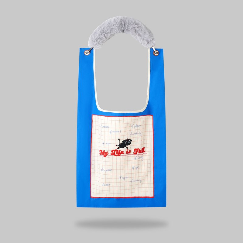 My Life is Full Toby Bag | 配可拆仿毛肩帶 - 側背包/斜背包 - 尼龍 藍色
