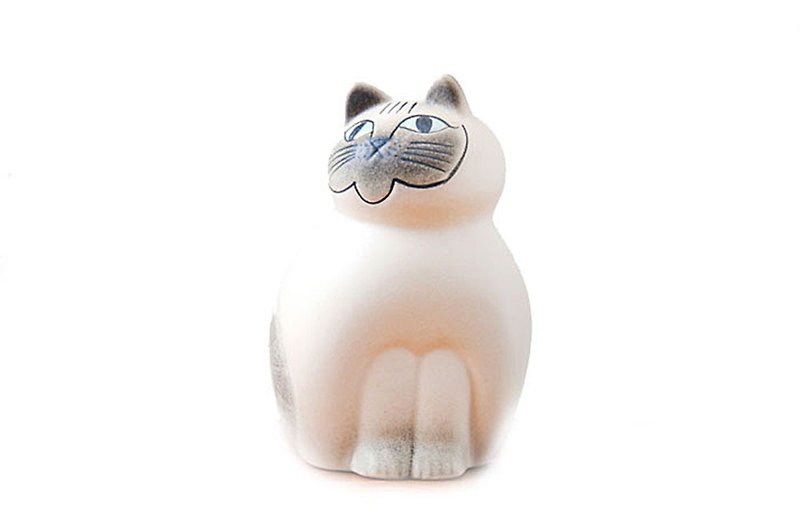 Lisa Larson Mia Medium Cat (white body and brown face) - Pottery & Ceramics - Pottery Khaki