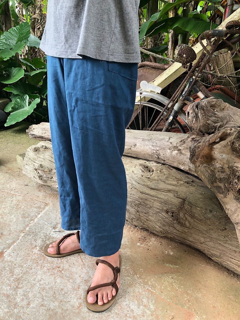 男の子にも着れるマルチカラーのリネンポケットパンツ - パンツ メンズ - コットン・麻 カーキ