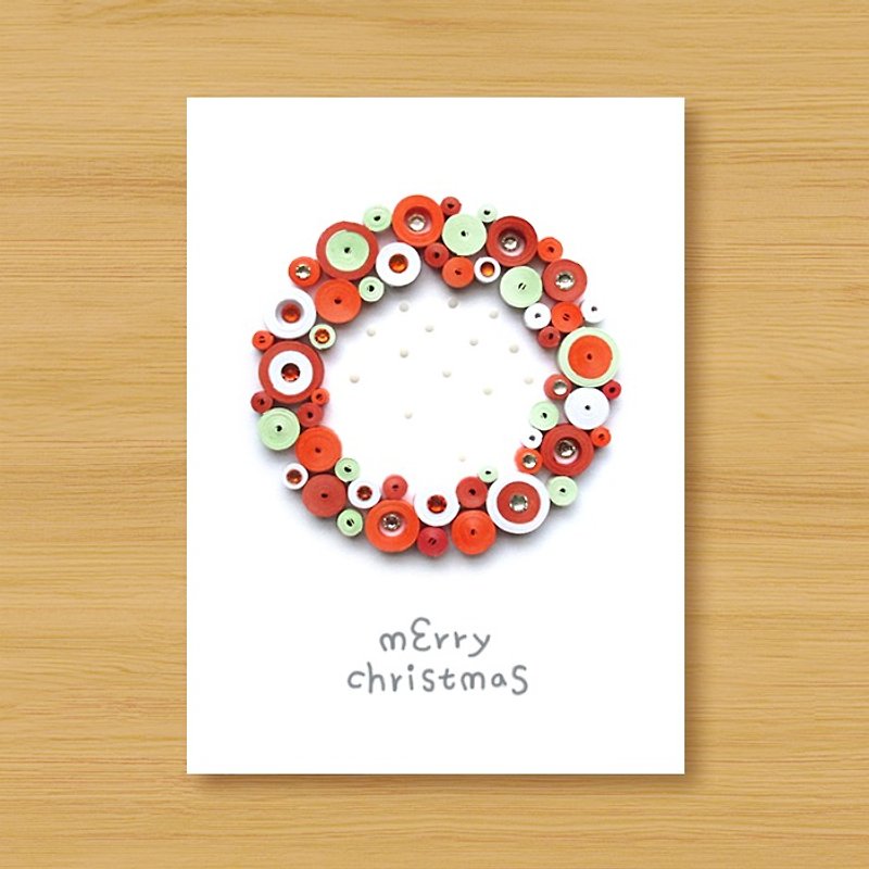 Handmade Roll Paper Stereo Card _ Cute Bubble Christmas Blessing Wreath _B ..... Christmas Card - Cards & Postcards - Paper Red