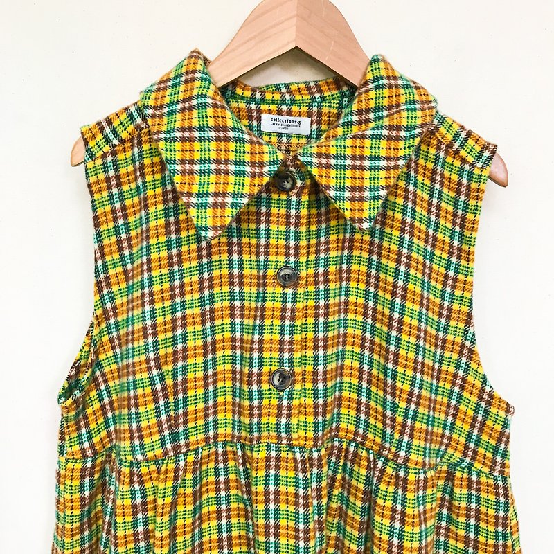 Dress / Yellow and Green Checkered Babydoll Dress - One Piece Dresses - Other Man-Made Fibers Yellow