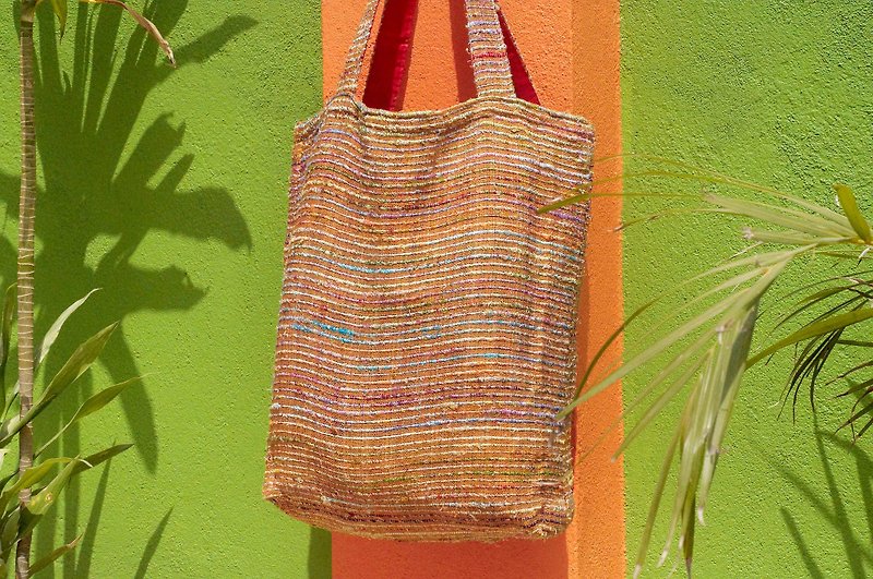 Sari Stripe Lightweight Bag / Sari Line Backpack / Side Backpack / Shoulder Bag / Travel Bag-Star Stripe Bag - ショルダーバッグ - シルク・絹 多色