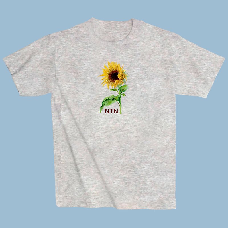 Whitee 白T  樹懶設計 短袖T-shirt 水墨向日葵 T恤 TEE - 其他 - 棉．麻 黑色