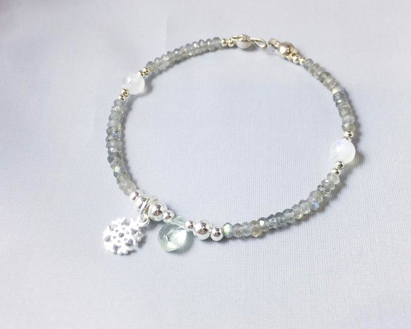 MH sterling silver natural stone custom series _ small snowball - Bracelets - Gemstone Gray