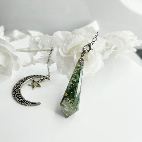 OLINA DESIGN歐林娜設計 NO.4 稀有聚寶盆 綠幽靈 水晶項鍊 意境美 吊墜 靈錐 靈擺 彩幽靈